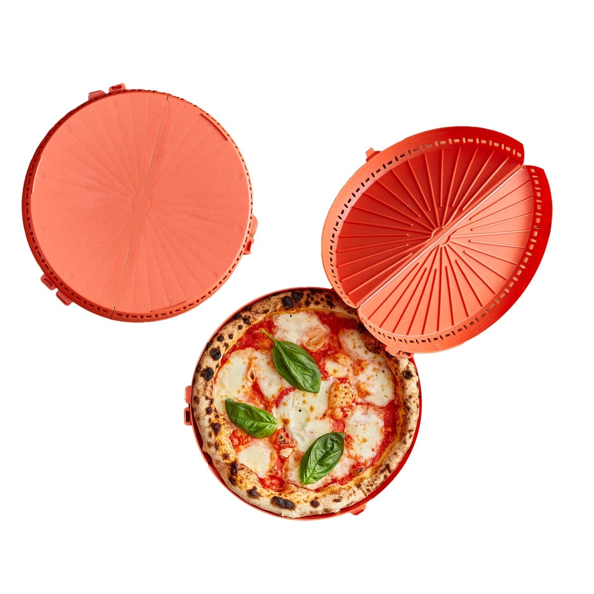 Packnwood HUSKLY Reusable round pizza box red husk composite D:13.4in H:1.1in - iFoodservice Online