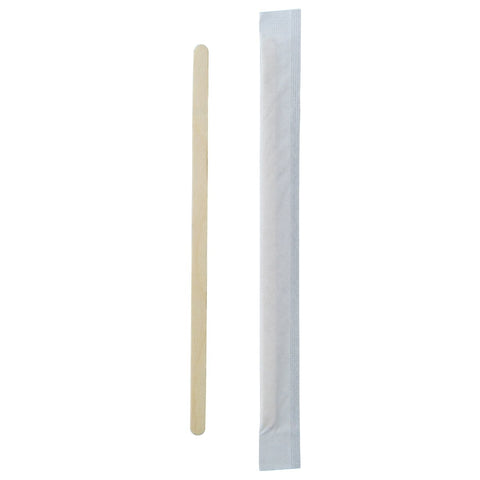 Packnwood Individually Wrapped Wooden Coffee Stirrers L:5.5in W:0.2in 0.04in - iFoodservice Online