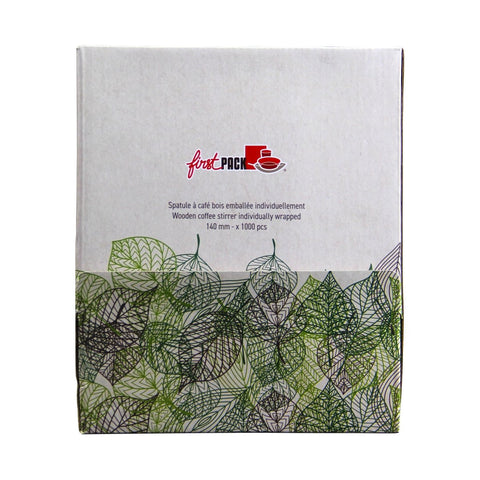 Packnwood Individually wrapped wooden coffee stirrers with rounded end in dispenser box L:5.5in - iFoodservice Online