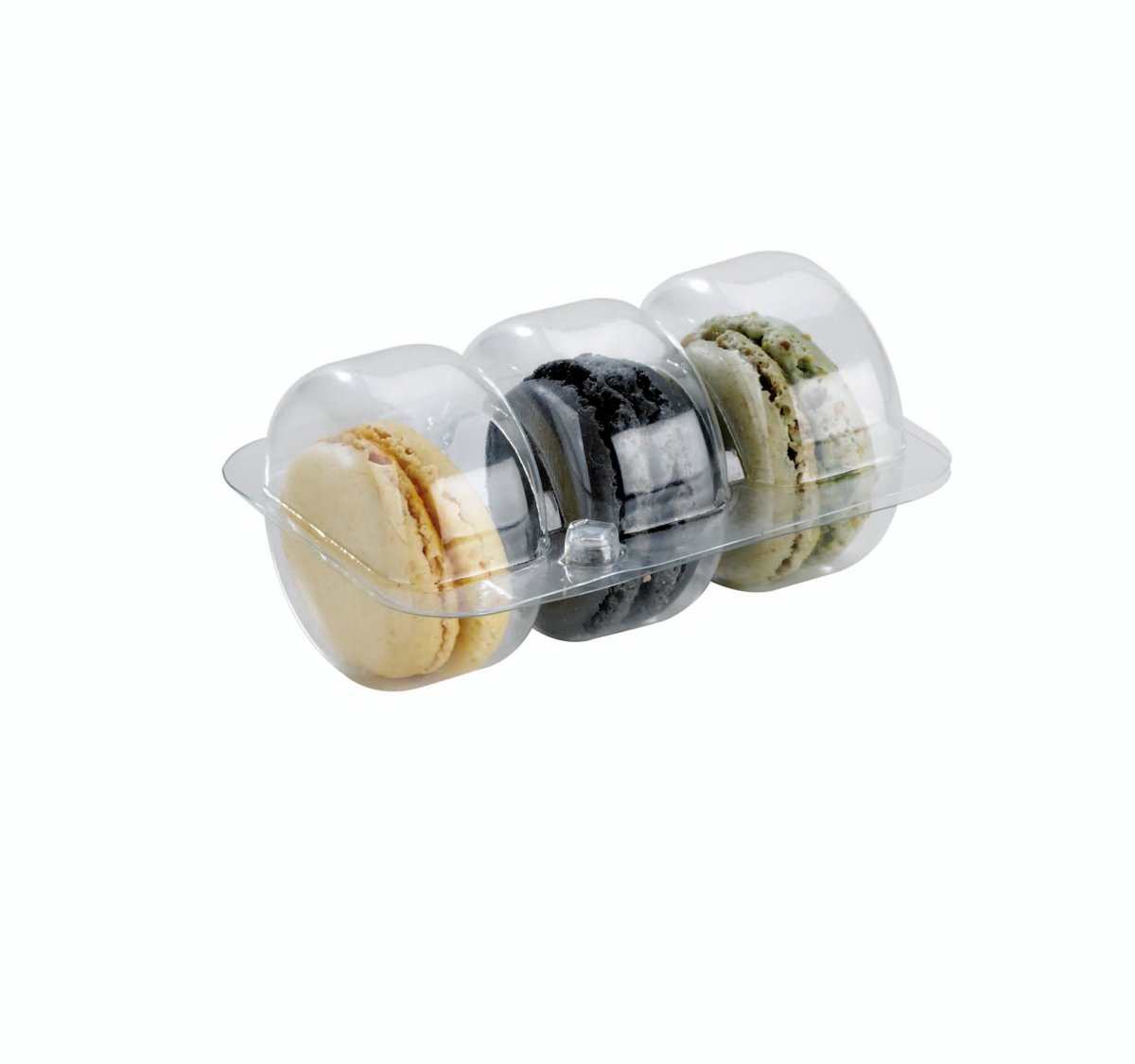 Packnwood Insert for 3 Macarons (1x3) with Clip Closure D:1.85in L:3.6in W:2.6in 0.7in - iFoodservice Online