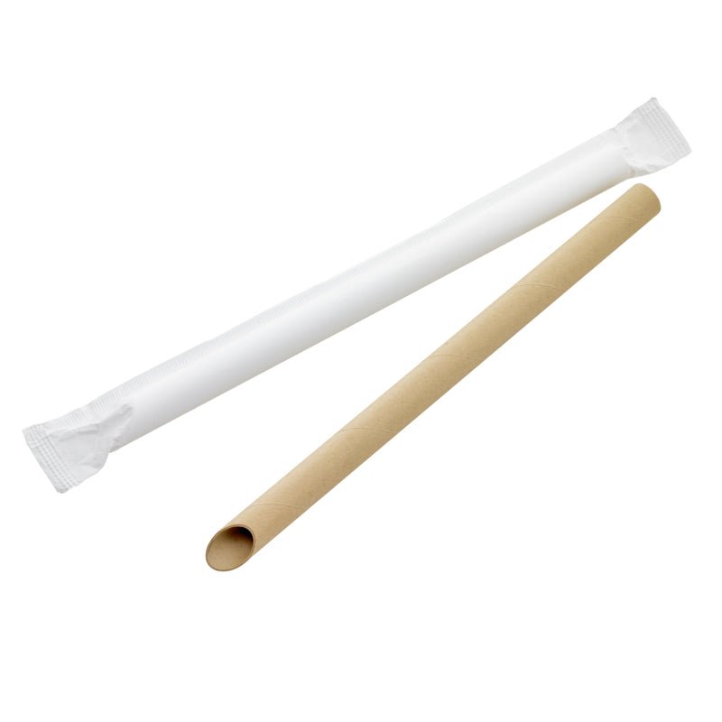 Packnwood Kraft Beveled Straw For Bubble Tea - Individually Wrapped L:0.5in H:7.9in - iFoodservice Online