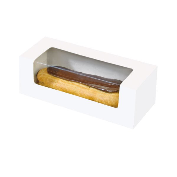 Packnwood Kraft cardboard pastry box with PLA window L:5.9in W:2.36in H:1.96in - iFoodservice Online