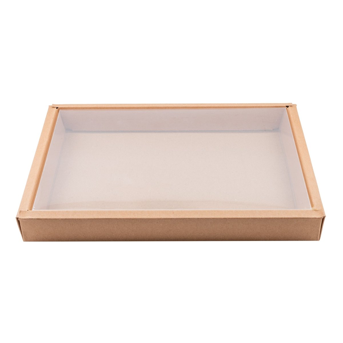 Packnwood Kraft combo set box with clear lid L:12.2in W:8.5in H:1.4in - iFoodservice Online