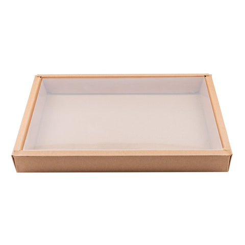 Packnwood Kraft combo set box with clear lid L:12.2in W:8.5in H:1.4in - iFoodservice Online