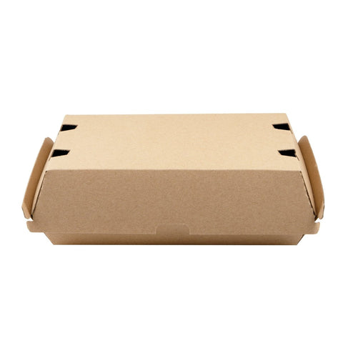 Packnwood Kraft Corrugated Hamburger Clamshell Take Out Box 12oz L:8.9in W:4.9in H:3.2in - iFoodservice Online