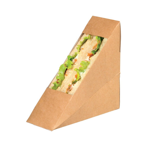 Packnwood Kraft Double Sandwich Box with PET Window L:4.8in W:2in H:4.8in - iFoodservice Online