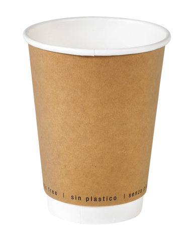 Packnwood Kraft Double Wall Paper Cup Plastic Free 12oz D:3.5in H:4.3in - iFoodservice Online