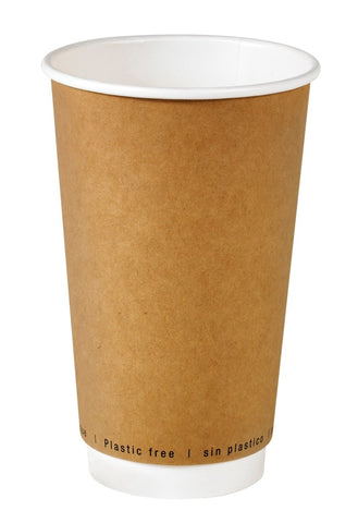 Packnwood Kraft Double Wall Paper Cup Plastic Free 16oz D:3.5in H:5.4in - iFoodservice Online