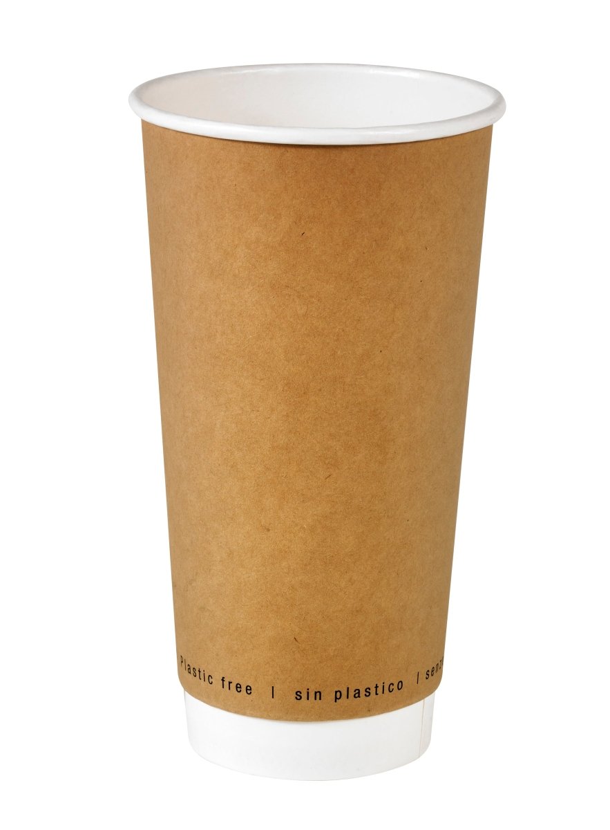 Packnwood Kraft Double Wall Paper Cup Plastic Free 20oz D:3.5in H:6.3in - iFoodservice Online