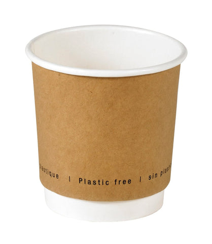 Packnwood Kraft Double Wall Paper Cup Plastic Free 4oz D:2.4in H:2.4in - iFoodservice Online