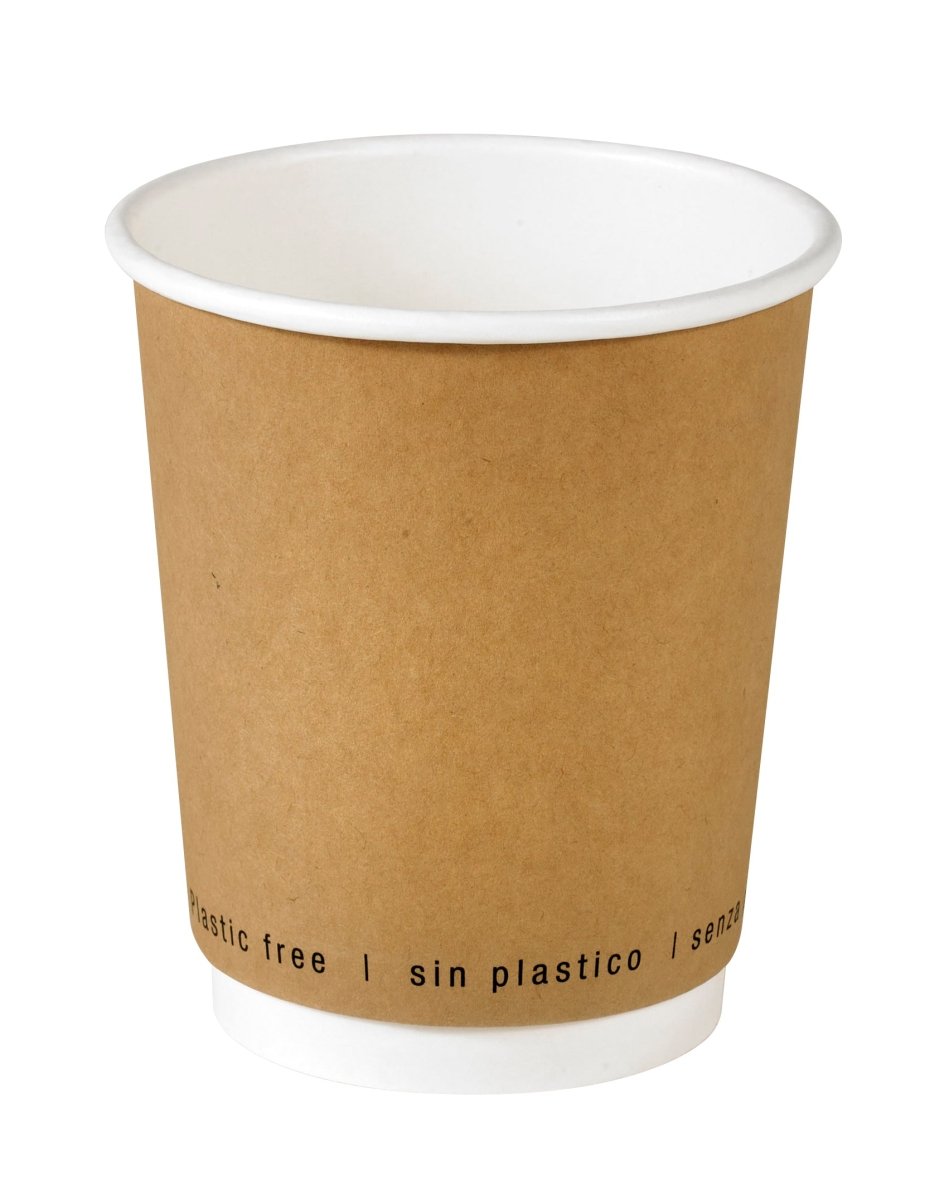 Packnwood Kraft Double Wall Paper Cup Plastic Free 8oz D:3.1in H:3.6in - iFoodservice Online
