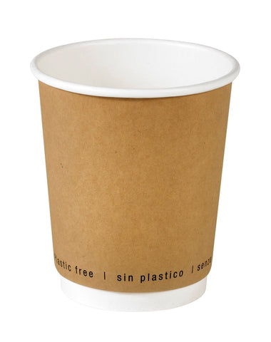 Packnwood Kraft Double Wall Paper Cup Plastic Free 8oz D:3.1in H:3.6in - iFoodservice Online