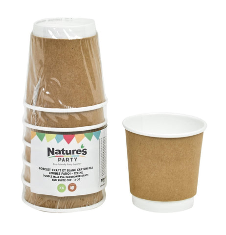 Packnwood Kraft double walled PLA cardboard cup 4oz D:2.44in H:2.36in - iFoodservice Online
