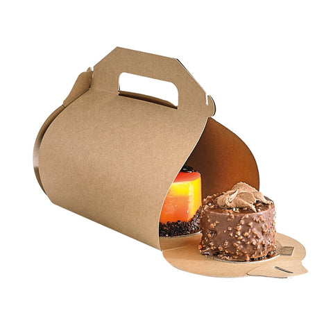 Packnwood Kraft High Cake box with handle L:7.09in W:6.3in H:2.76in - iFoodservice Online