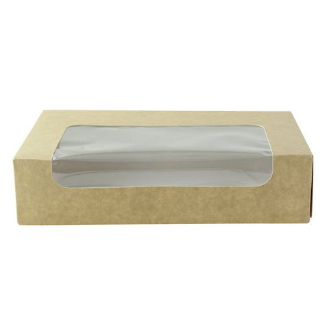 Packnwood Kraft laminated window box 28oz L:7.18in W:4.45in H:1.75in - iFoodservice Online