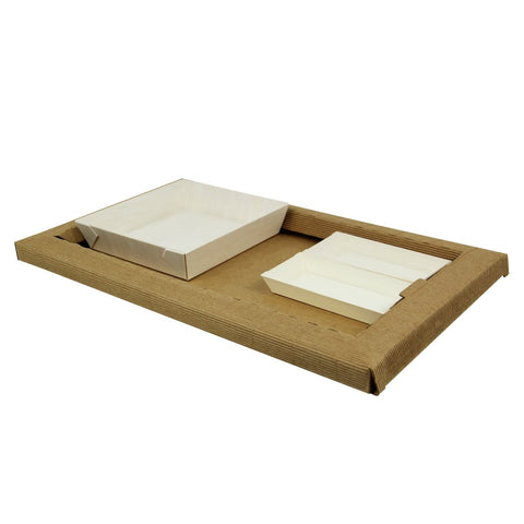 Packnwood Kraft Meal Tray Bento Box with 3 Wood Samurai Dish Compartments - 200 VIP Set - iFoodservice Online