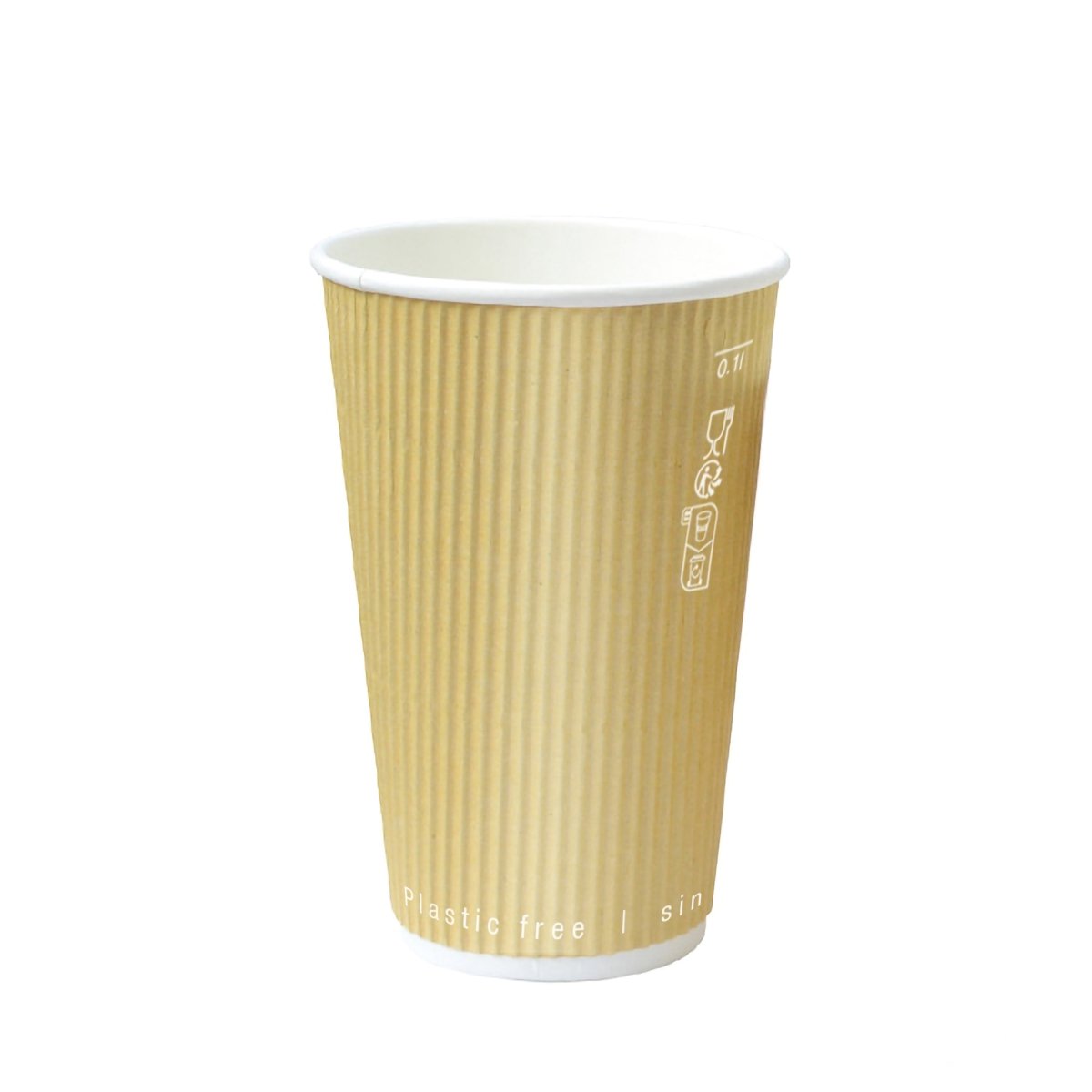 Packnwood Kraft Rippled Wall Cup Plastic Free 12oz D:3.5in H:4.3in - iFoodservice Online