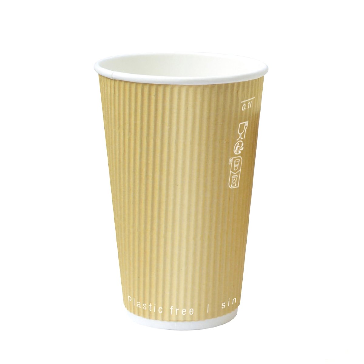 Packnwood Kraft Rippled Wall Cup Plastic Free 16oz D:3.5in H:5.4in - iFoodservice Online