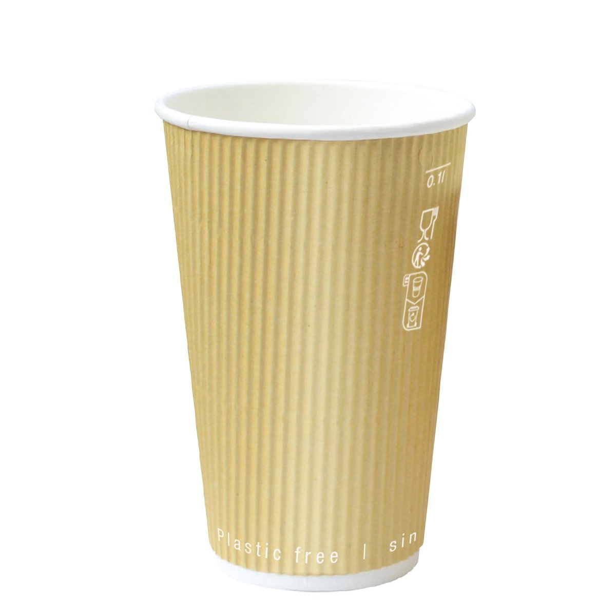 Packnwood Kraft Rippled Wall Cup Plastic Free 20oz D:3.5in H:6.3in - iFoodservice Online