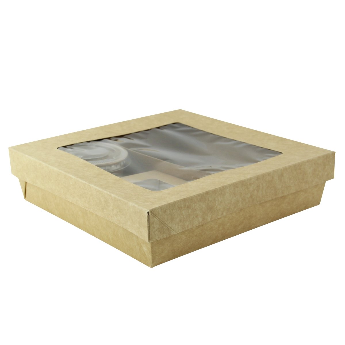 Packnwood Kraft Square Bento Box with 3 Compartments - 1000 VIP Set - iFoodservice Online