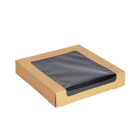 Packnwood Kraft Sushi Box With Window 30/38pcs L:8.7in W:8.7in H:1.6in - iFoodservice Online