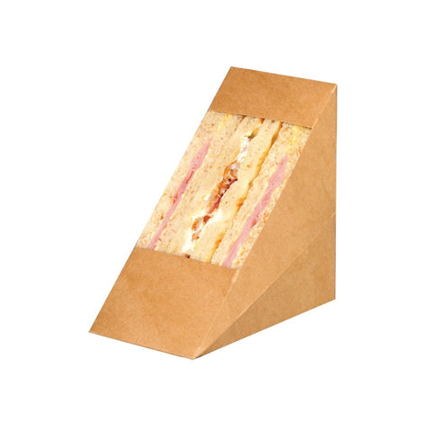Packnwood Kraft Triple Sandwich Box with PET Window L:4.8in W:2.8in H:4.8in - iFoodservice Online