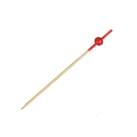 Packnwood KYOTO Bamboo Pick with 1 Red Bead & Red End L:3.5in - iFoodservice Online