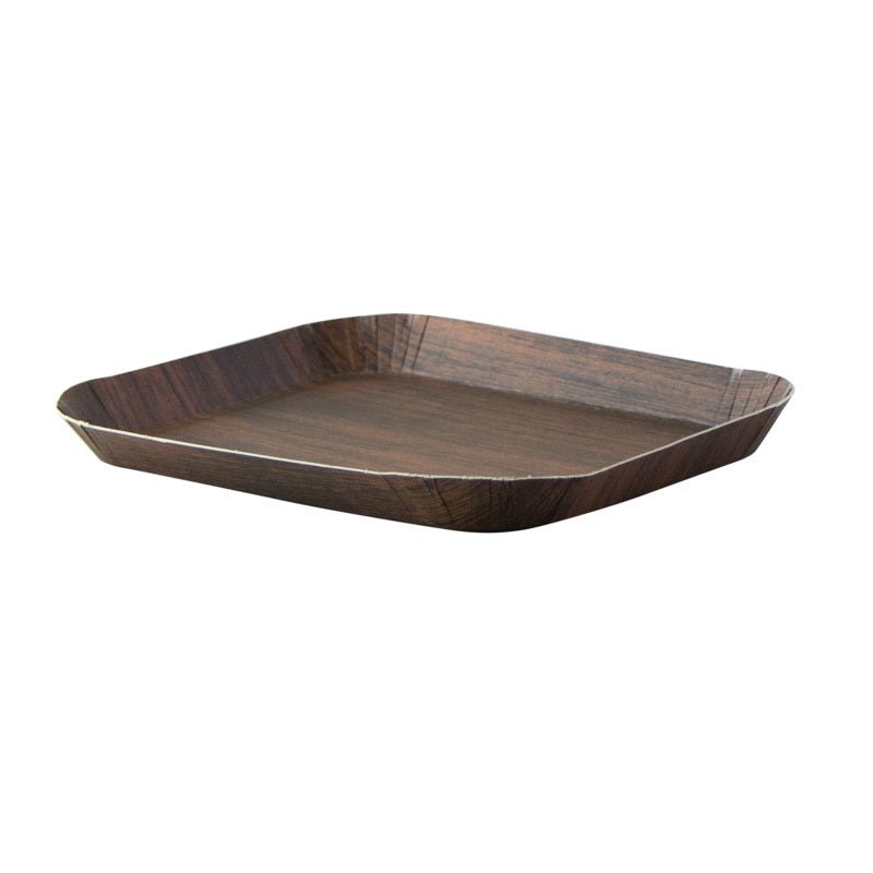 Packnwood Laminated dark wood decor tray L:6.6in W:5in H:0.6in - iFoodservice Online