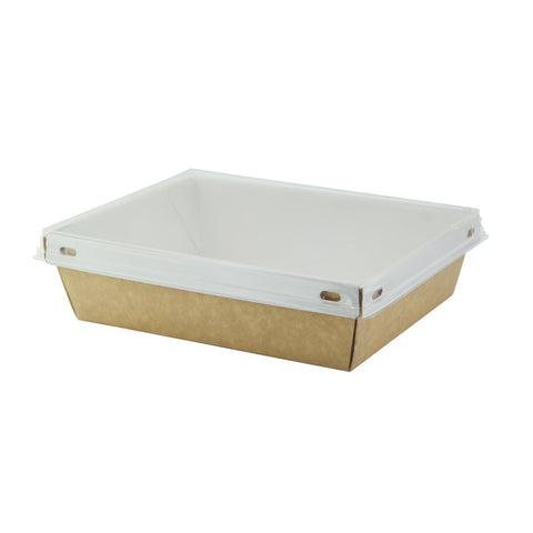 Packnwood Laminated Kraft Box with Clear PET Lid 24oz L:6.7in W:5.1in H:1.8in - iFoodservice Online