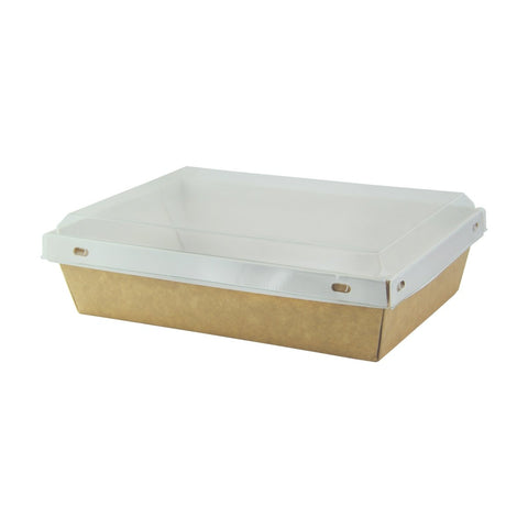 Packnwood Laminated Kraft Box with Clear PET Lid 32oz L:7.9in W:5.5in H:2in - iFoodservice Online
