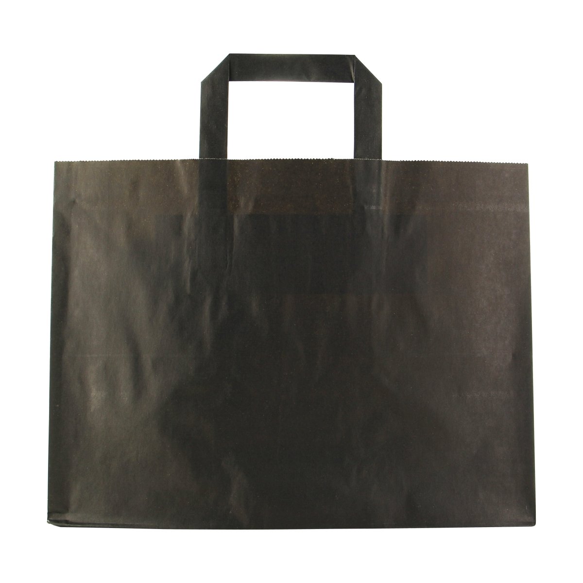 Packnwood Large & Wide Black Paper Bag with Handle W:12.5in Gusset:8.7in H:9.65in - iFoodservice Online