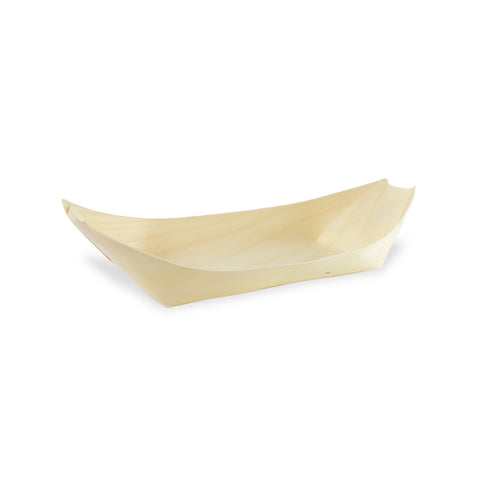 Packnwood Large Wooden Boat 12oz L:8.7in W:4.4in H:1.25in - iFoodservice Online