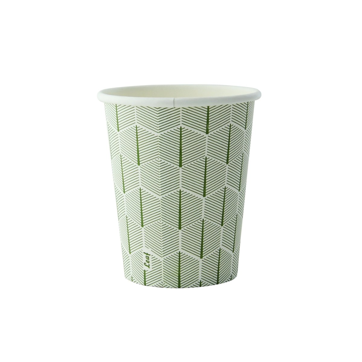Packnwood Leaf design paper cup 8oz D:3.15in H:3.6in - iFoodservice Online