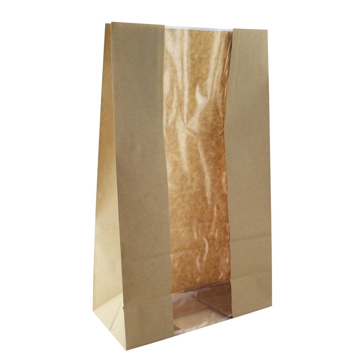 Packnwood Long Brown SOS Bag with Window W:8.9in Gusset:4.7in H:10.8in - iFoodservice Online