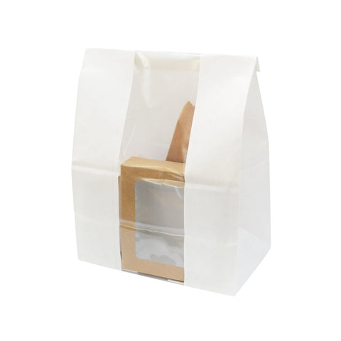 Packnwood Long White SOS Bag with Window W:7.1in Gusset:4.3in H:10.4in - iFoodservice Online