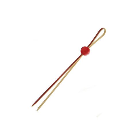 Packnwood LUKA Bamboo Double Pick with Red Adjustable Ball L:5.3in - iFoodservice Online