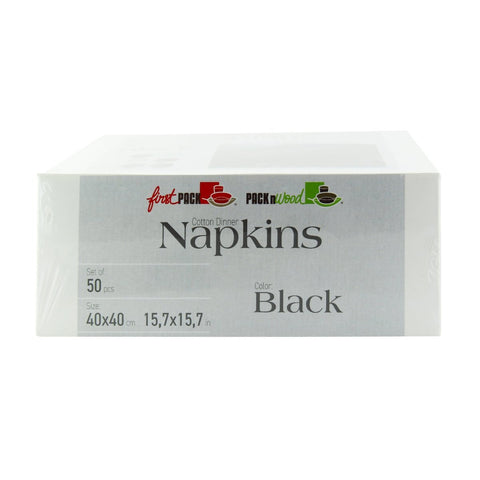 Packnwood Luxury Black Night Cotton Table Napkin L:15.8in W:15.8in - iFoodservice Online