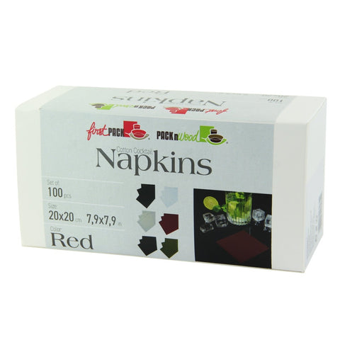 Packnwood Luxury Red Vine Cotton Cocktail Napkin L:7.9in W:7.9in - iFoodservice Online