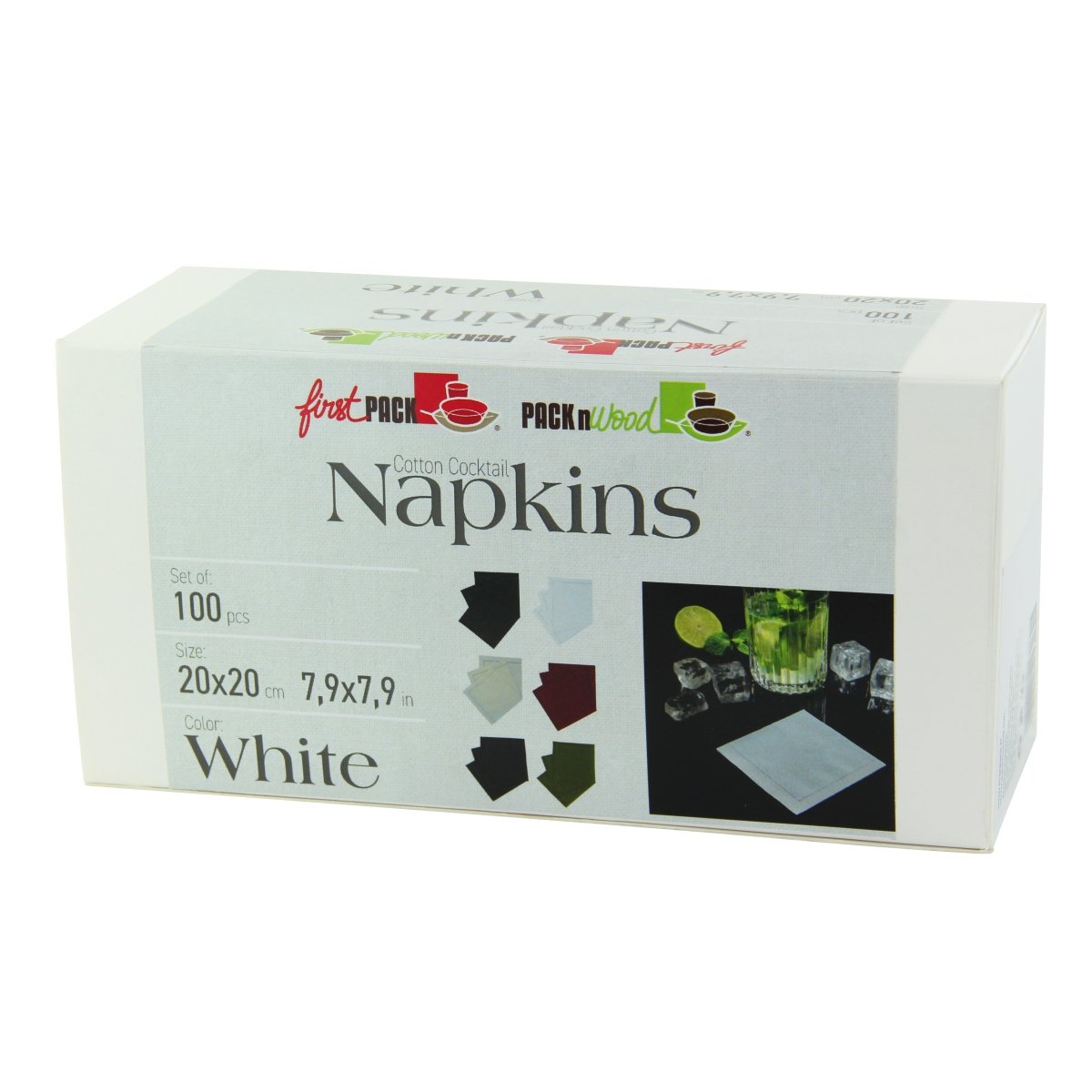 Packnwood Luxury White Snow Cotton Cocktail Napkin L:7.9in W:7.9in - iFoodservice Online
