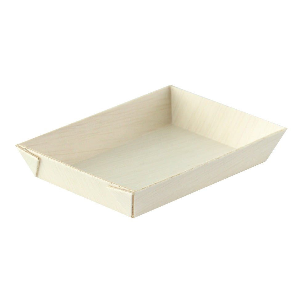 Packnwood Mini Rectangular "Samurai" Wooden Tray 2oz L:3.3in W:2.4in H:0.6in - iFoodservice Online