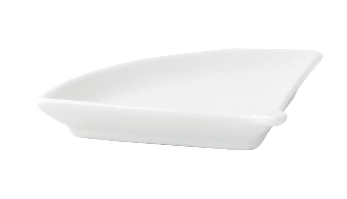 Packnwood Mini Reusable White Fan Shaped Dish 1oz L:3.9in W:3.1in H:0.6in - iFoodservice Online