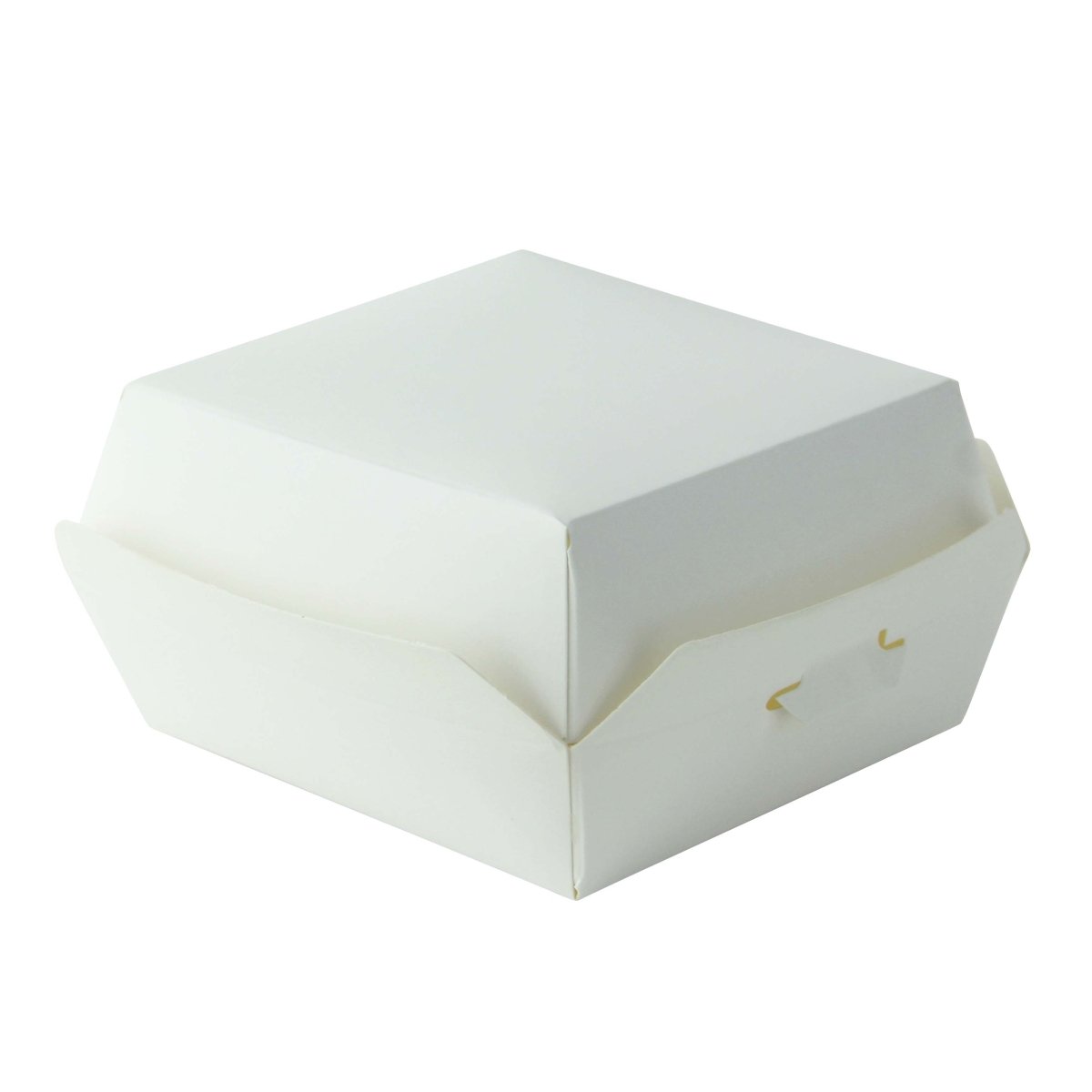 Packnwood Mini white cardboard burger box 4oz L:3.9in W:3.7in H:2in - iFoodservice Online