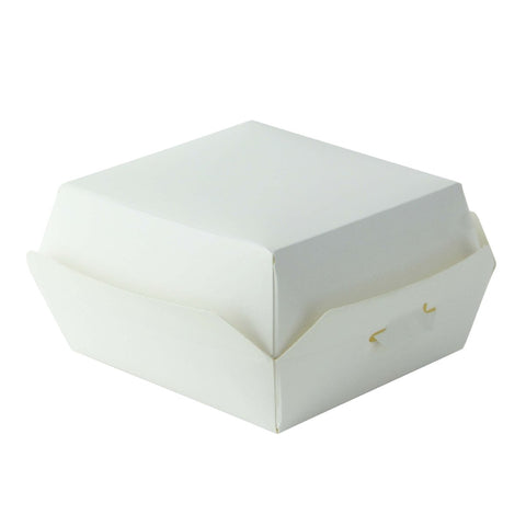 Packnwood Mini white cardboard burger box 4oz L:3.9in W:3.7in H:2in - iFoodservice Online