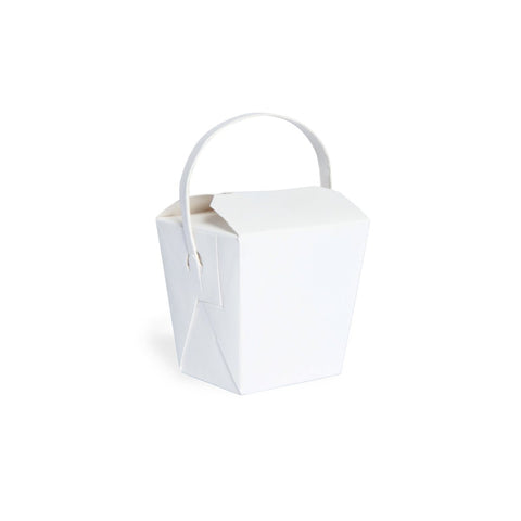 Packnwood Mini White Take Out Box with Handle 8oz L:2.6in W:2.8in H:2.8in - iFoodservice Online