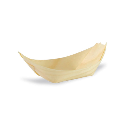 Packnwood Mini Wooden Boats 0.5oz L:2.69in W:1.68 H:0.75in - iFoodservice Online