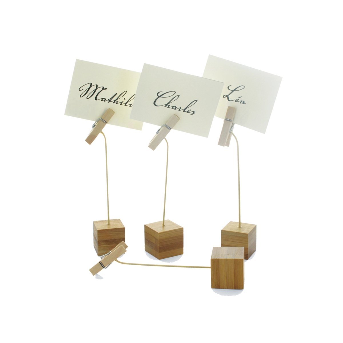 Packnwood NAK Sign Clip With Bamboo Base H:5.1in Base:0.9 x 0.9in - iFoodservice Online