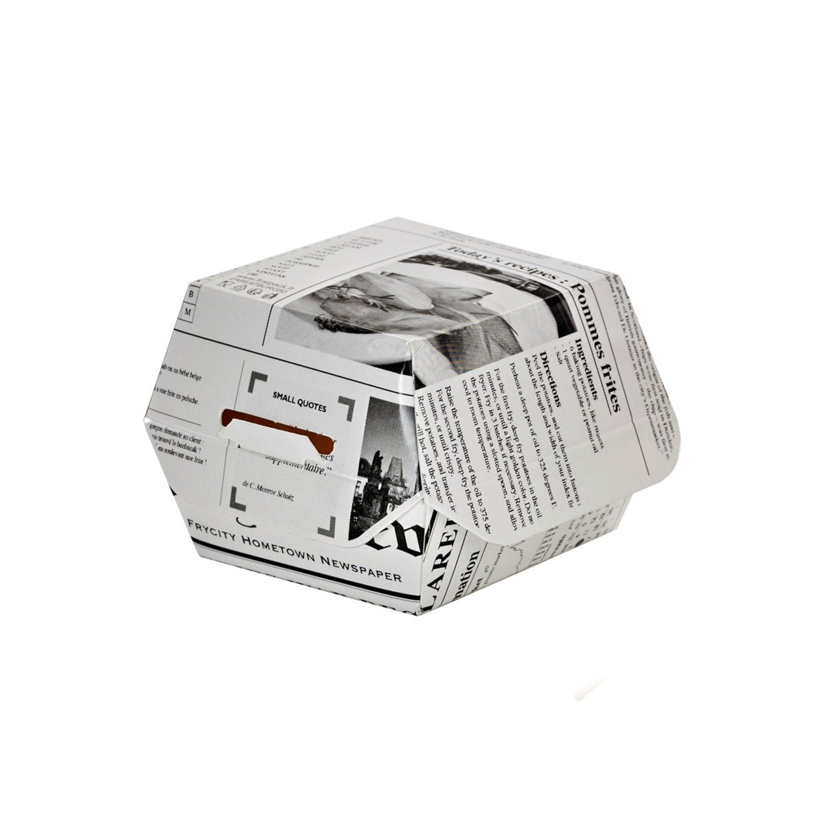Packnwood Newspaper Print Mini Slider Box 2oz L:2.8in W:2.8in H:2in - iFoodservice Online