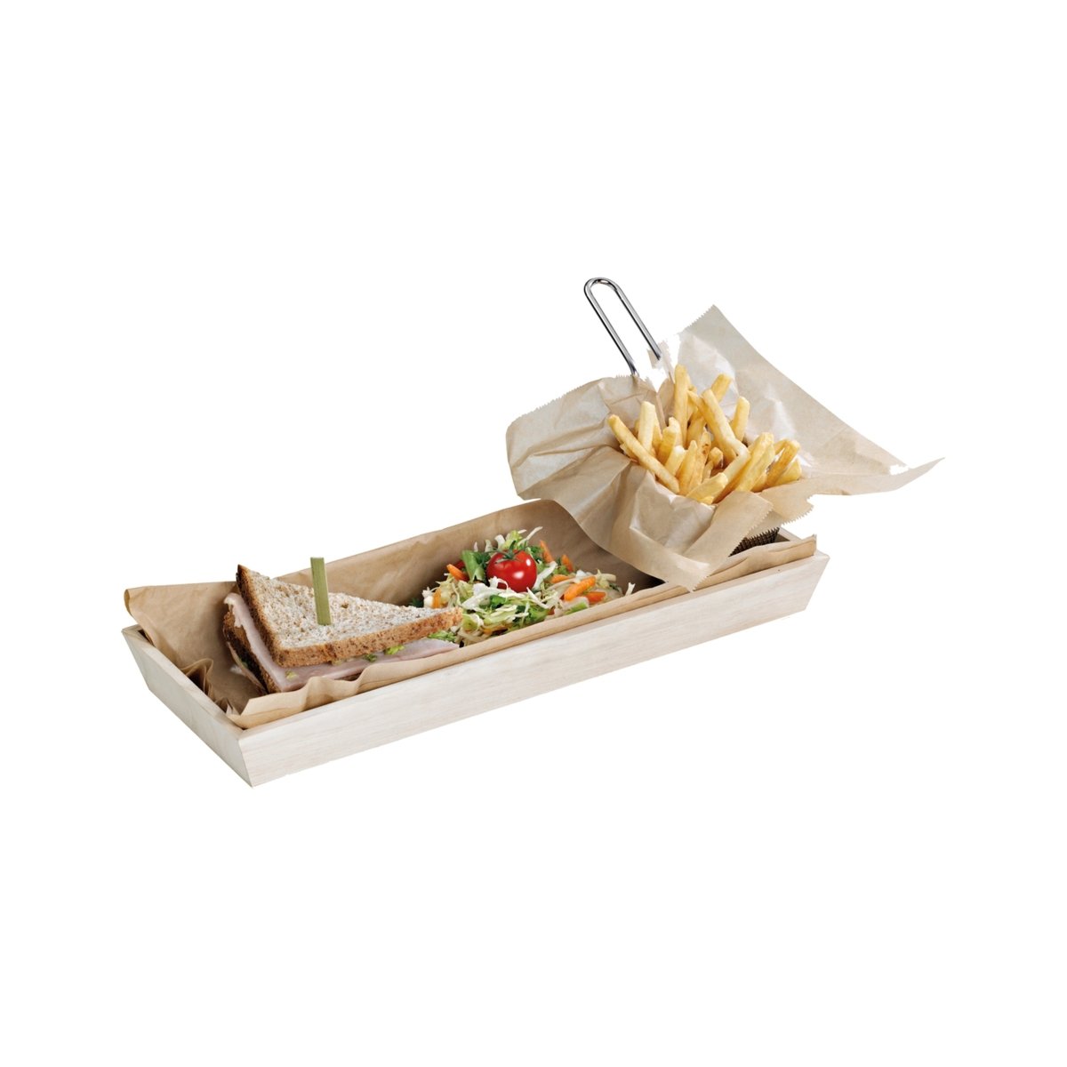 Packnwood NOAH15 Heavy Duty Wooden Tray Top:L:17in W:7.5in Bottom:L:15.5in W:6.3in H:1.5in - iFoodservice Online