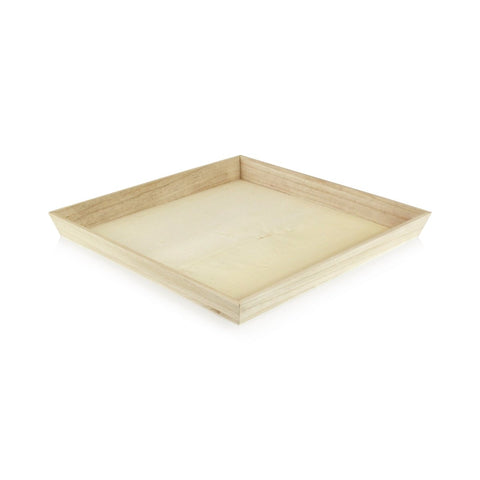 Packnwood NOAH31 Heavy Duty Wooden Tray Top:L:13.75in W:13.75in Bottom:L:12.6in W:12.6in H:1.5in - iFoodservice Online
