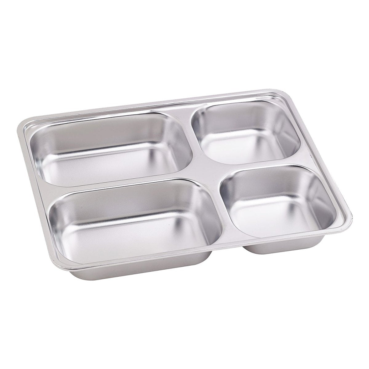 Packnwood Noxtray Reusable Stainless Steel Tray 4 Compartiments with PP lid L:11in W:8.66in H:1.57in - iFoodservice Online
